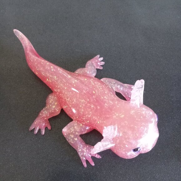 Pink glittery axolotl figurine collectible home decor handmade resin new - Picture 7 of 10